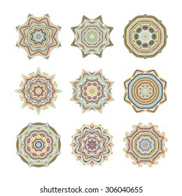 Set of decorative isolated rosettes