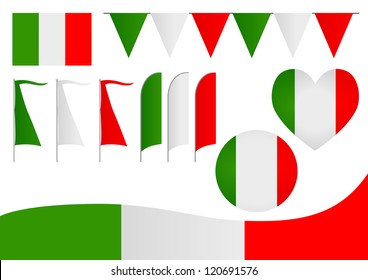 A set of decorative Italian flag