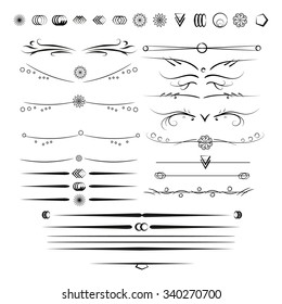 A set of decorative items to decorate your work. Vector design elements. Set of vector graphic elements for design. Text dividers.