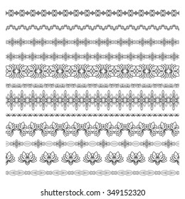 A set of decorative items to decorate your work. Vector design elements. Set of vector graphic elements for design. Text dividers.
