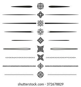 A set of decorative items to decorate your work. Vector design elements. Set of vector graphic elements for design. Text dividers.