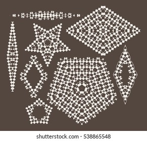 A set of decorative items to decorate your work. Vector design elements. Geometric fashion pattern. Set of vector graphic elements for design. Light pattern on a dark background.
