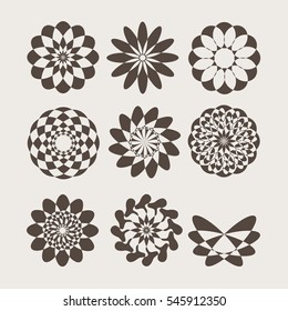 A set of decorative items to decorate your work. Vector design elements, monochrome mandala. Geometric fashion pattern. Set of vector graphic elements for design.