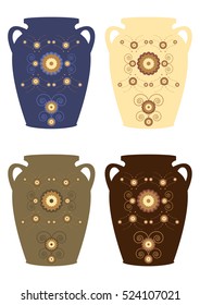 Set of decorative jars on an isolated background. vector illustration.
