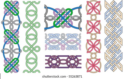 Set of decorative knots on a white background