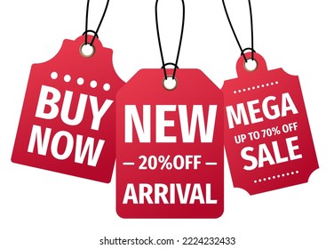 Set of decorative labels. Price tag. Winter sale design template. Vector illustration.