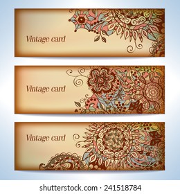 Set of decorative lace element card. Vintage background. Template wave design and ornaments.