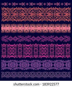 Set of decorative laced ribbons