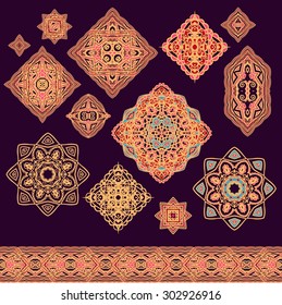 Set of decorative laced rosettes