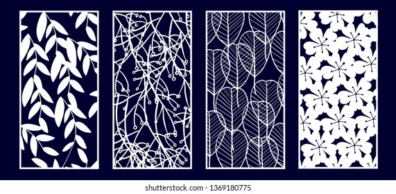 Set of Decorative laser cut panels. Vector Illustration.