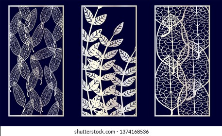 Set of Decorative laser cut panels. Vector Illustration.