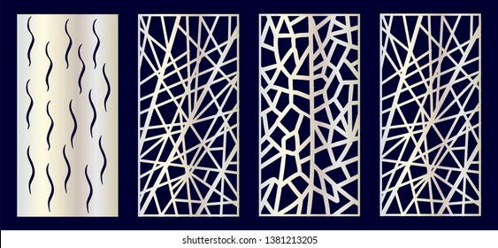 Set of Decorative laser cut panels with summer related elements: monstera, flamingo, palm tree. Vector Illustration.