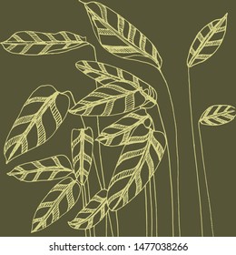 Set of decorative leaves. Graphics.
