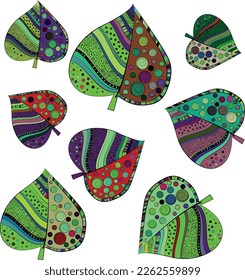 Un conjunto de hojas decorativas. Archivo vector para diseños.