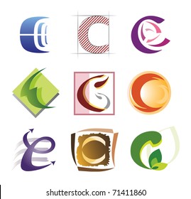 Set of Decorative Letter C Icons - Elements for Logo Design