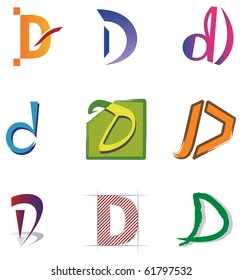 Set of Decorative Letter D Icons - Elements for Logo Design