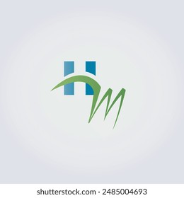 Set of Decorative Letter H and M Elements for Logo Design, Medical and Health