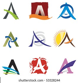 Set of Decorative Letter A Icons - Elements for Logo Design
