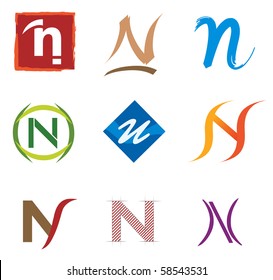 Set of Decorative Letter N Icons - Elements for Logo Design
