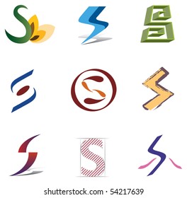 Set of Decorative Letter S Icons - Elements for Logo Design