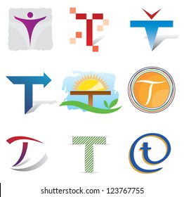 Set of Decorative Letter T Icons - Elements for Logo Design