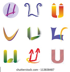 Set of Decorative Letter U Icons - Elements for Logo Design