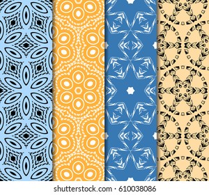 set of decorative line geometric ornament. seamless vector illustration. texture for design, wallpaper, invitation card, banner, fabric .