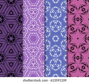 set of decorative line geometric ornament. seamless vector illustration. texture for design, wallpaper, invitation card, banner, fabric .