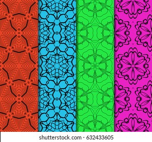 set of decorative line geometric ornament. seamless vector illustration. texture for design, wallpaper, invitation card, banner, fabric .