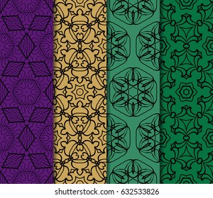 set of decorative line geometric ornament. seamless vector illustration. texture for design, wallpaper, invitation card, banner, fabric .