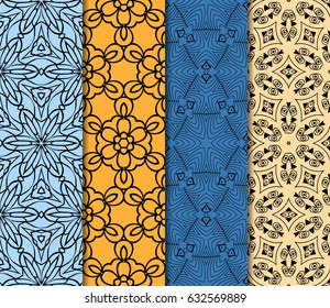 set of decorative line geometric ornament. seamless vector illustration. texture for design, wallpaper, invitation card, banner, fabric .