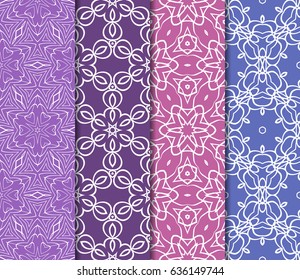 set of decorative line geometric ornament. seamless vector illustration. texture for design, wallpaper, invitation card, banner, fabric .
