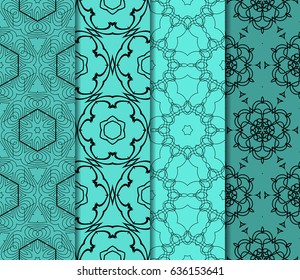 set of decorative line geometric ornament. seamless vector illustration. texture for design, wallpaper, invitation card, banner, fabric .