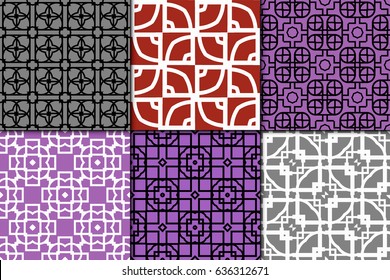 set of decorative line geometric ornament. seamless vector illustration. texture for design, wallpaper, invitation card, banner, fabric .