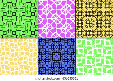 set of decorative line geometric ornament. seamless vector illustration. texture for design, wallpaper, invitation card, banner, fabric .