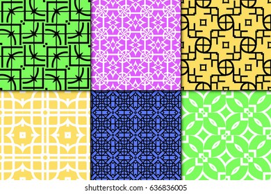 set of decorative line geometric ornament. seamless vector illustration. texture for design, wallpaper, invitation card, banner, fabric .