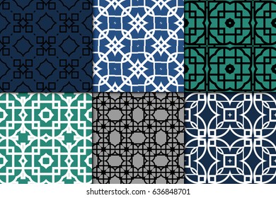 set of decorative line geometric ornament. seamless vector illustration. texture for design, wallpaper, invitation card, banner, fabric .
