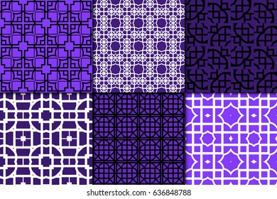 set of decorative line geometric ornament. seamless vector illustration. texture for design, wallpaper, invitation card, banner, fabric .