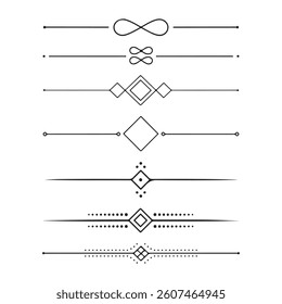 Set of Decorative Line Separators with Geometric Shapes