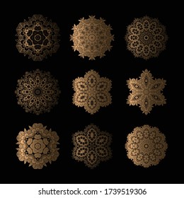 Juego de mandalas decorativas vector premium