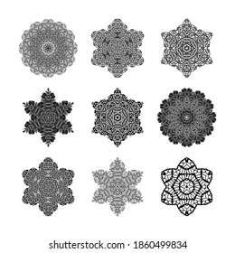 Set of decorative mandalas premium vector. Ornamental mandala design background.