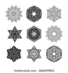 Conjunto de mandalas decorativos de vector premium. Fondo de diseño de mandala ornamental.