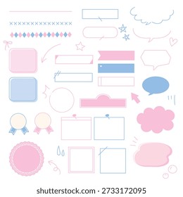 A set of decorative materials in soft pink and light blue tones