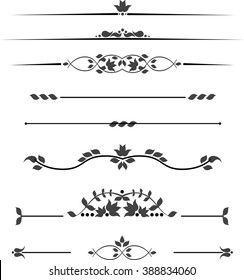 Set of decorative monograms for text, patterned stripes isolated on white background in vector