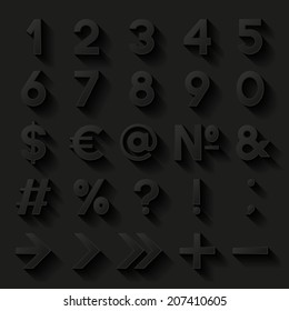 Set of decorative numbers and symbols. Vector illustration. 