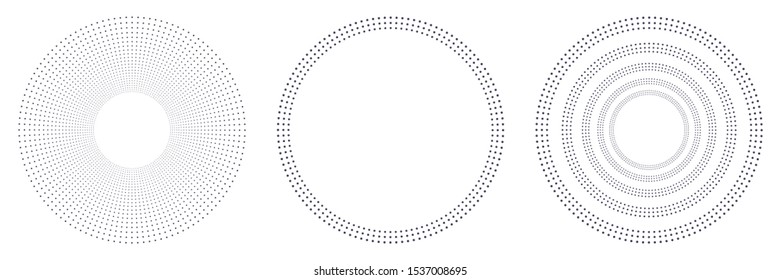 Set of decorative openwork round frames with abstract floral pattern. Circular ornament. Elegant elements for design. Vector.