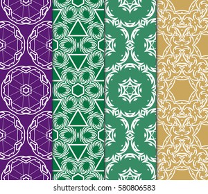 set of decorative ornament for cover packages, invitations, wallpaper, interior. Seamless vector illustration. geometric, floral pattern