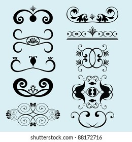 set of decorative ornament elements for frame and text