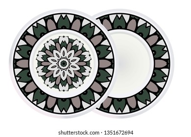 Set of Decorative Ornament With Mandala and round frame. Anti-Stress Therapy Pattern. Vector Illustration.