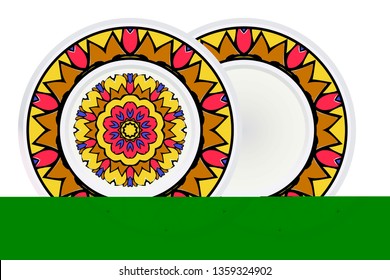 Set of Decorative Ornament With Mandala and round frame. Anti-Stress Therapy Pattern. Vector Illustration.